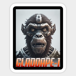 GLADOAPE 1 Robotic Space War Gladiator ape T-Shirt Sticker